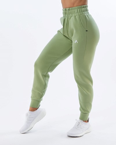 Light Green Alphalete Interlock Knit Cuffed Jogger | 17935-PLKG