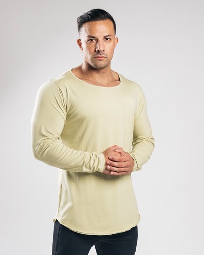 Light Olive Alphalete Fitted Long Sleeve | 02367-YMBV