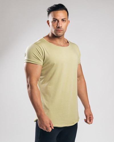 Light Olive Alphalete Fitted Short Sleeve | 81372-PVGT