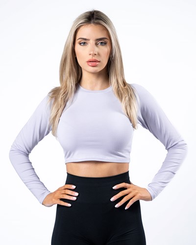 Lilac Haze Alphalete Cropped Premium Long Sleeve | 09261-LGDR