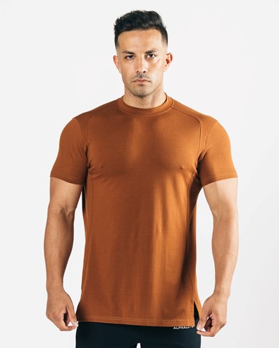 Mahogany Alphalete High-Neck Premium Short Sleeve | 06524-YVXG