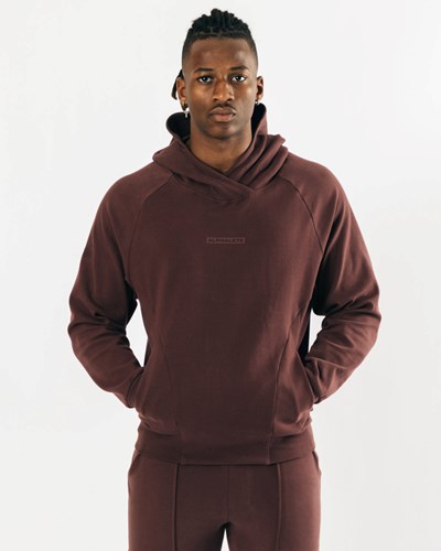 Mahogany Alphalete Relaxed Single-Brushed Pullover Hoodie | 45918-WKRM