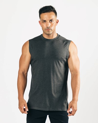 Marled Black Alphalete High-Neck Premium Cutoff | 06728-FTPK
