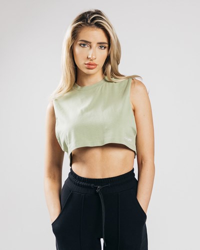 Matcha Alphalete Heavy Cotton Cropped Cutoff | 92370-QUGL
