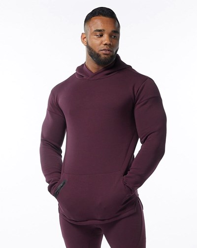 Merlot Alphalete Fitted Interlock Knit Hoodie | 20614-JWMU