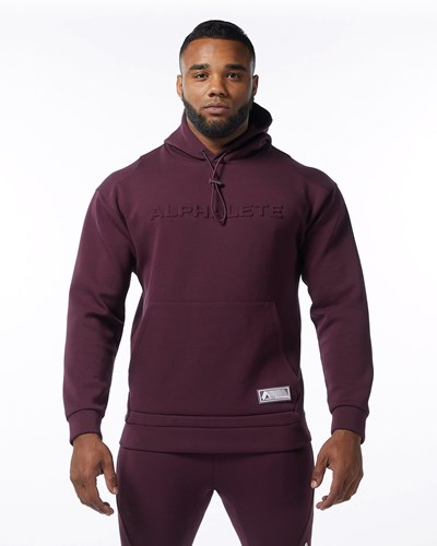 Merlot Alphalete Interlock Knit Hoodie | 52017-JARX
