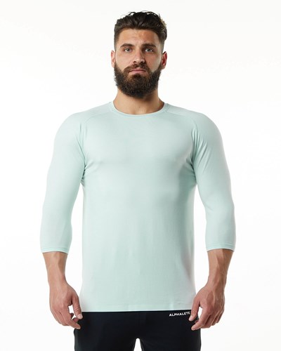 Mirage Blue Alphalete Premium 3/4 Sleeve Tee | 27160-TAQL