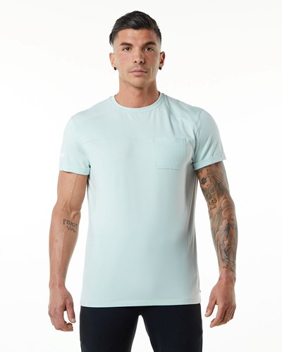 Mirage Blue Alphalete Premium Short Sleeve Pocket Tee | 28471-AGYH