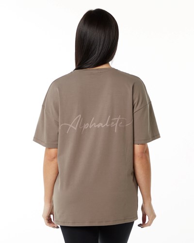 Mocha Alphalete Performance Short Sleeve | 12654-XUDE