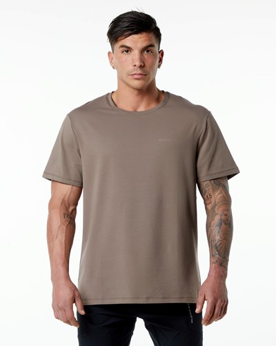 Mocha Alphalete Set-In Sleeve Tee | 02197-LPMO