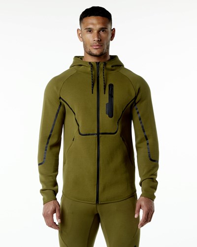 Moss Alphalete Interlock Knit Full-Zip Hoodie | 08462-ZCTR