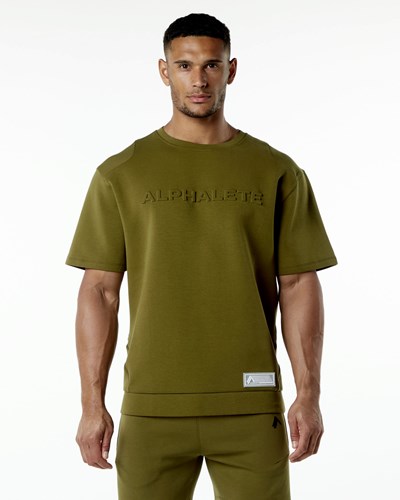 Moss Alphalete Relaxed Interlock Knit Pullover | 84709-HSKW