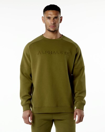Moss Alphalete Relaxed Interlock Knit Pullover | 84725-PMFK
