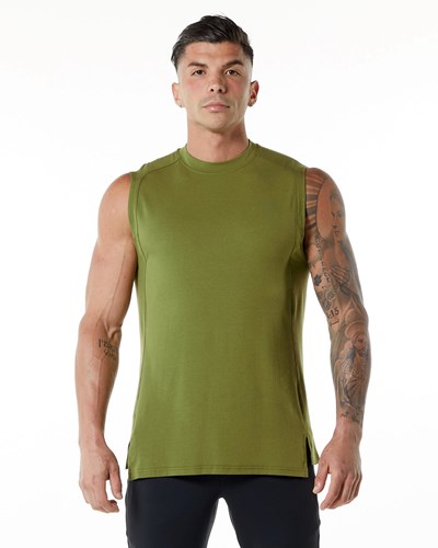 Moss Green Alphalete High-Neck Premium Tank | 52671-MFZC