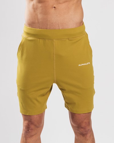Mustard Alphalete 4-Way Stretch 8" Short | 26478-JIGN
