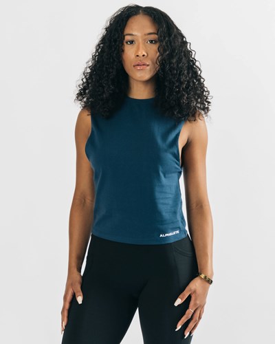 Navy Alphalete Heavy Cotton Cutoff | 67301-NBKT