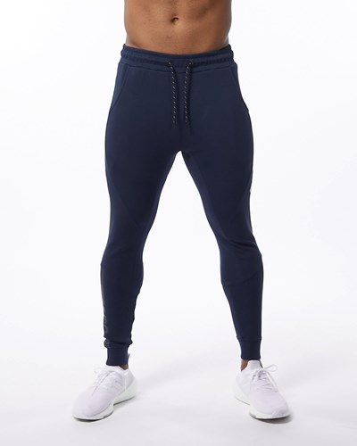 Navy Alphalete Interlock Knit Cuffed Jogger | 57316-XTOG