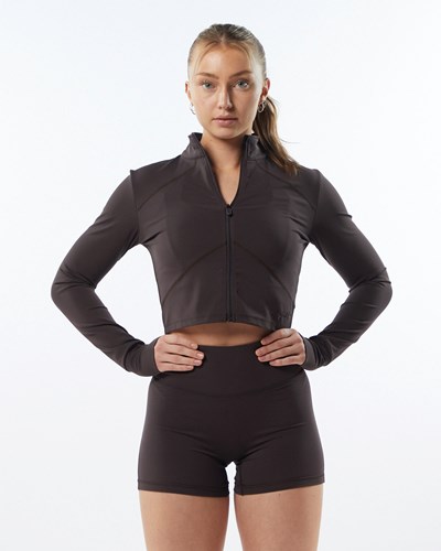 Obscure Grey Alphalete Full Zip Crop Jacket | 59731-ZIOB