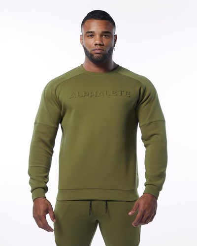 Olive Alphalete Interlock Knit Pullover | 35761-MWGE