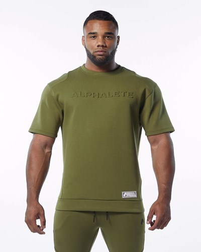 Olive Alphalete Interlock Knit Pullover | 62847-NQRC