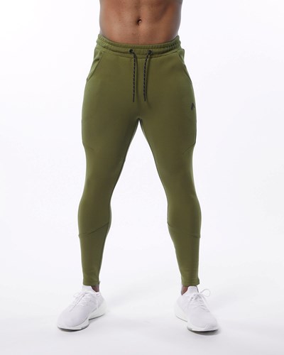 Olive Alphalete Interlock Knit Zip Jogger | 18392-WAXJ