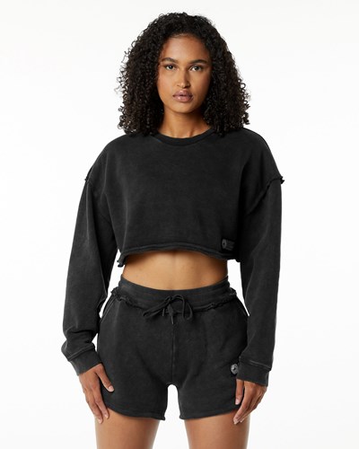 Onyx Alphalete Heavyweight Washed Terry Crop Pullover | 79351-YZCI