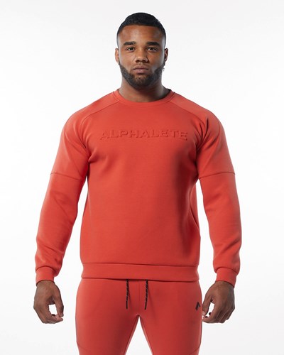 Orange Alphalete Interlock Knit Pullover | 21476-INAP