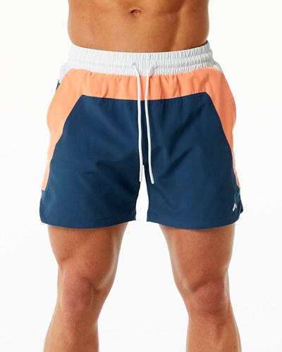 Orange / Blue Alphalete Lined Swim Trunk | 32061-BGZU