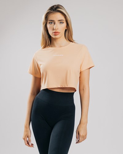 Orange Frost Alphalete Cropped Lightweight Short Sleeve | 73241-RQEI