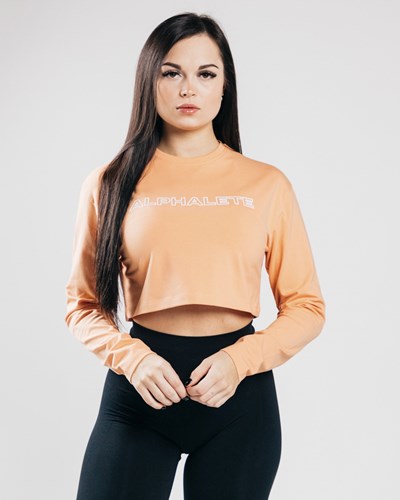 Orange Frost Alphalete Oversized Performance Long Sleeve Crop | 03297-YHVG