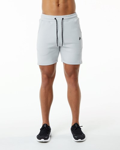 Oyster Grey Alphalete Interlock Knit 6" Short | 01628-AWOD