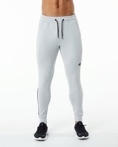 Oyster Grey Alphalete Interlock Knit Cuffed Jogger | 15940-FLQN