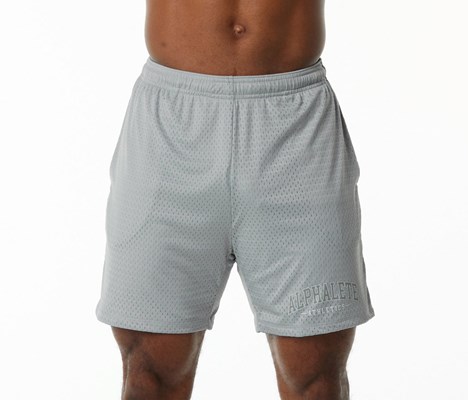 Oyster Grey Alphalete Luxury Lined 4-Way Stretch Mesh Short | 32681-TWCG