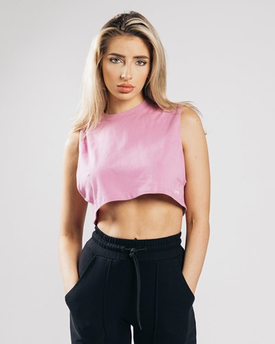 Pastel Pink Alphalete Heavy Cotton Cropped Cutoff | 69180-WVKF