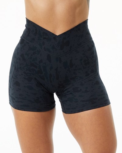 Pebble Print Black Alphalete Single Brushed Cross-Wrapped Short | 43076-OAZR