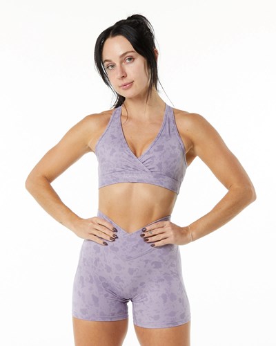 Pebble Print Misty Lilac Alphalete Single Brushed Bra | 01382-UQTV