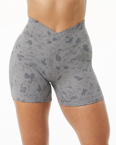 Pebble Print Stone Grey Alphalete Single Brushed Cross-Wrapped Short | 36197-FBOW