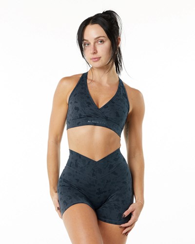 Pebble Print Whale Blue Alphalete Single Brushed Bra | 58642-SHND