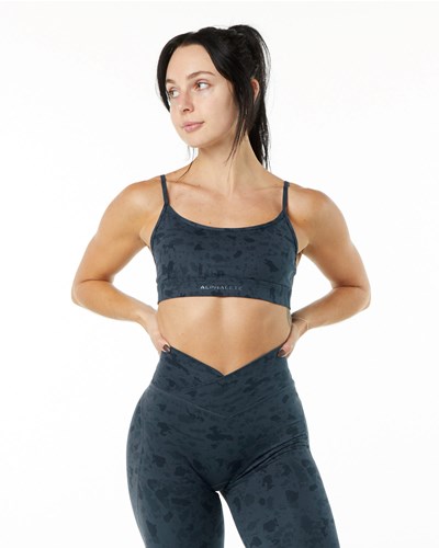 Pebble Print Whale Blue Alphalete Single Brushed Bra | 96357-RGHU