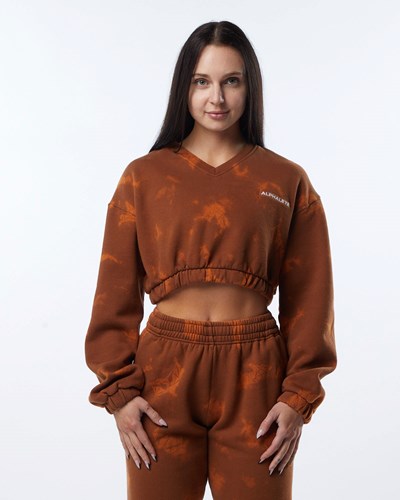 Penny Alphalete Washed V-Neck Fleece Sweater | 29781-IXWL