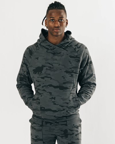 Phantom Camo Alphalete Relaxed Single-Brushed Pullover Hoodie | 35198-OZWD