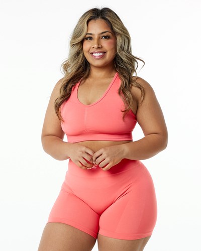 Pixel Pink Alphalete High-Impact Seamless Sports Bra | 76841-HMRQ