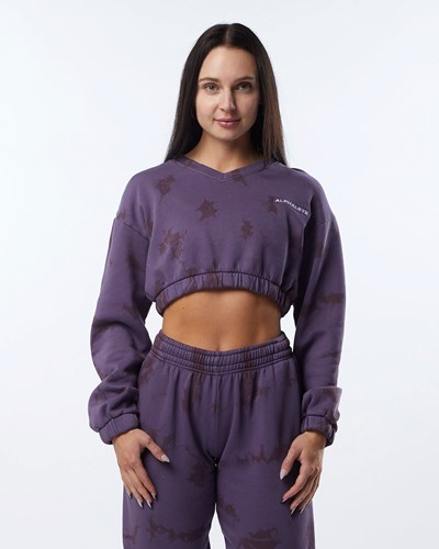 Revolution Alphalete Washed V-Neck Fleece Sweater | 56492-XJWL