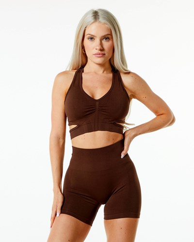 Rich Brown Alphalete High-Impact Seamless Sports Bra | 50693-BJIG