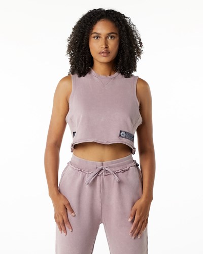 Rose Quartz Alphalete Mid-Weight Washed Terry Crop Cutoff | 79634-OEFT