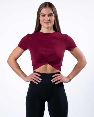 Ruby Red Alphalete Cropped Premium Short Sleeve | 58167-CNDH