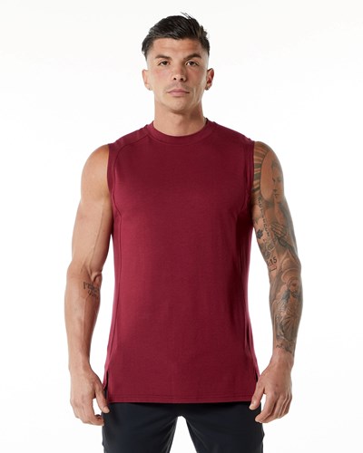 Ruby Red Alphalete High-Neck Premium Tank | 02965-DVWO