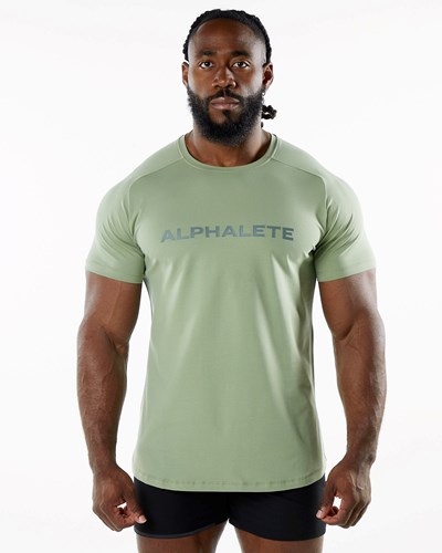 Sage Alphalete Fitted Performance Short Sleeve | 31965-CFTW