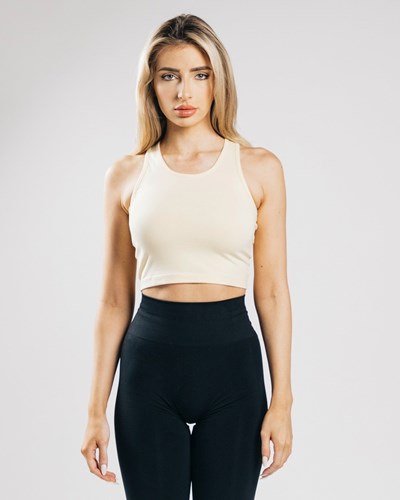 Sea Salt Alphalete Fitted Performance Crop Tank | 73602-MCLW