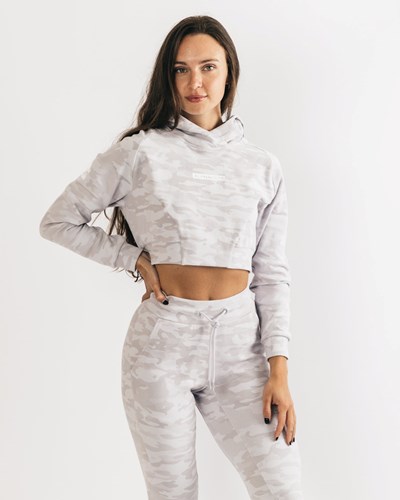 Silver Camo Alphalete Relaxed Single-Brushed Pullover Hoodie | 70632-XCTH